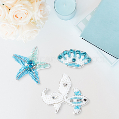 3Pcs 3 Styles Ocean Polyester and Plastic Beading Applqiues&nbsp;PATC-GF0001-91