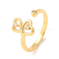 Brass Micro Pave Cubic Zirconia Cuff Open Rings for Women&nbsp;RJEW-F217-07G