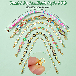 Flower 304 Stainless Steel Enamel & Disc Polymer Clay Link Baseball Cap Chain&nbsp;AJEW-WR00001