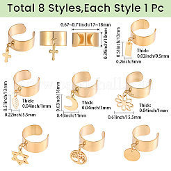 8Pcs 304 Stainless Steel Open Cuff Open Rings&nbsp;RJEW-SC00006