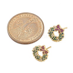 Christmas Rack Plating Brass Cubic Zirconia Stud Earrings&nbsp;EJEW-K245-55E-G