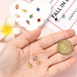 12Pcs 12 Colors Birthstone Brass Micro Pave Cubic Zirconia Charms&nbsp;ZIRC-CJ0003-35