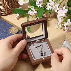 Wood Badge Storage Boxes with Visible Window and Magnetic Lid&nbsp;CON-WH0107-101B