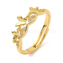 Brass Micro Pave Cubic Zirconia Finger Rings&nbsp;RJEW-H258-01G