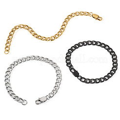 3Pcs 3 Styles 304 Stainless Steel Cuban Link Chain Bracelets&nbsp;BJEW-TAC0062