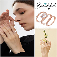 3Pcs Brass Micro Pave Cubic Zirconia Rings for Women&nbsp;RJEW-LP0001-22
