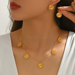 Brass Flower Pendant Necklace & Stud Earrings Set for Women&nbsp;BA0764