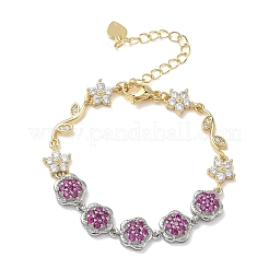 Brass Micro Pave Cubic Zirconia Link Chain Bracelets for Women&nbsp;BJEW-C156-04C-01GP