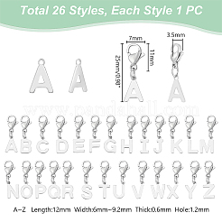 26Pcs 26 Styles 201 Stainless Steel Letter A~Z Pendant Decorations&nbsp;HJEW-UN00005
