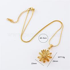 Vintage Stainless Steel Double Layered Daisy Flower Pendant Necklaces for Women&nbsp;VJ5225
