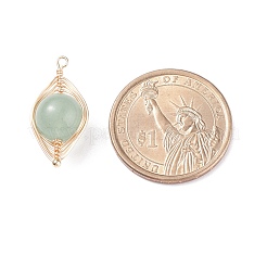Natural Stone Copper Wire Wrapped Connector Charms&nbsp;PALLOY-JF01377-02