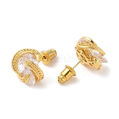 Rack Plating Brass Micro Pave Cubic Zirconia Stud Earrings&nbsp;EJEW-I304-04G
