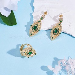 Green Cubic Zirconia Evil Eye Dangle Stud Earrings&nbsp;JE997A