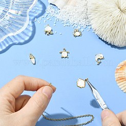 6Pcs 6 Styles Ocean Themeed Brass Pave Natural White Shell Pendants&nbsp;KK-CJ0003-66