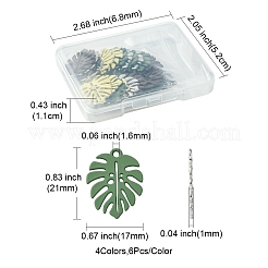 24Pcs 4 Colors Baking Paint Alloy Pendants&nbsp;ENAM-FS0002-28