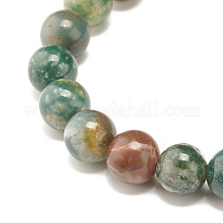 Natural Indian Agate Round Beads Stretch Bracelet&nbsp;BJEW-JB07235-03