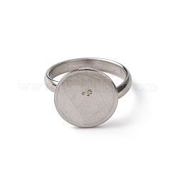 Adjustable 304 Stainless Steel Finger Rings Components&nbsp;STAS-L193-P01-14mm