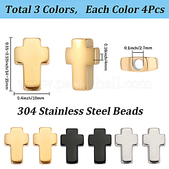 12Pcs 3 Colors 304 Stainless Steel Beads&nbsp;STAS-SC0021-22