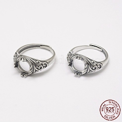 Adjustable Thailand 925 Sterling Silver Solitaire Ring Settings&nbsp;STER-P033-31AS
