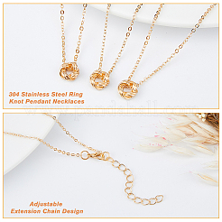 10Pcs 5 Style 304 Stainless Steel Ring Knot Pendant Necklaces Set for Women&nbsp;NJEW-FI0001-23