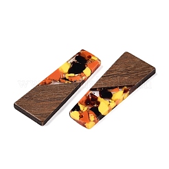 Opaque Resin & Walnut Wood Pendants&nbsp;RESI-T058-04J