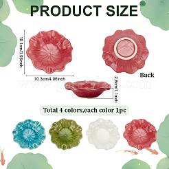 4Pcs 4 Colors Lotus Leaf Ceramics Jewelry Decorative Plates&nbsp;AJEW-PH0008-40