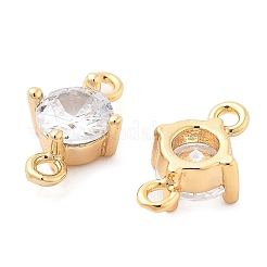 Brass Clear Cubic Zirconia Connector Charms&nbsp;KK-G516-10G