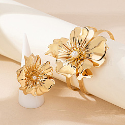 Flower Alloy Cuff Bangles & Cuff Rings Sets for Women&nbsp;FS-WGC4226-01