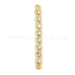 Brass Pave Cubic Zirconia Three Flat Round Links Connector Charms&nbsp;KK-P277-52C-A