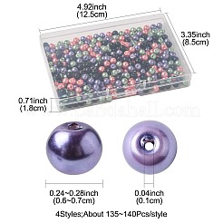 4 Strands 4 Colors Baking Paint Pearlized Glass Pearl Round Bead Strands&nbsp;HY-FS0001-09