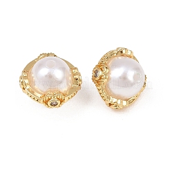 Brass Micro Pave Cubic Zirconia Beads&nbsp;KK-C162-029G