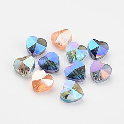 Electroplate Faceted Glass Heart Beads&nbsp;EGLA-R091-M