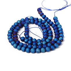 Electroplate Natural Agate Round Bead Strands&nbsp;G-M171-8mm-05
