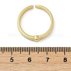 Brass Micro Pave Clear Cubic Zirconia Enamel Cuff Rings for Women&nbsp;RJEW-L113-021G