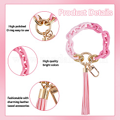 2Pcs 2 Styles Acrylic & Zine Alloy & PU Pendant Decoration&nbsp;KEYC-CN0001-07B