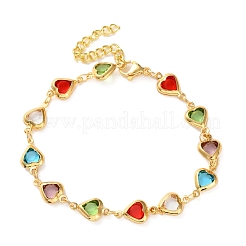 Heart Brass Link Bracelets for Woman&nbsp;BJEW-S157-04G