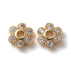 Rack Plating Brass Cubic Zirconia Bead Cap&nbsp;KK-C020-12B-LG