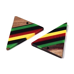 Jamaican Colour Epoxy Resin & Walnut Wood Pendants&nbsp;X-RESI-N039-122T