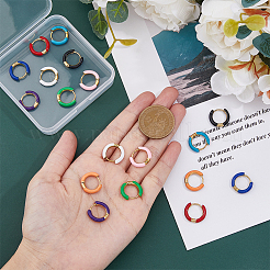 Ion Plating(IP) 9 Pairs 9 Colors Enamel Huggie Hoop Earrings&nbsp;EJEW-DC0001-30