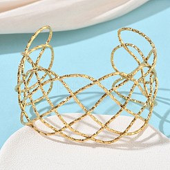 Hollow 304 Stainless Steel Cuff Bangles&nbsp;BJEW-B158-04G-02