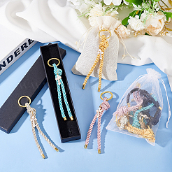 Polyester Cord First Communion Christening Keychain with Alloy Enamel Cross for Baptism Favors Gift&nbsp;KEYC-AB00031