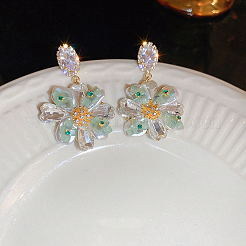 Flower Alloy Rhinestone Dangle Stud Earrings&nbsp;FS-WG9F12F-01