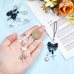 4Pcs 2 Style Acrylic & Glass & Alloy Mobile Straps&nbsp;HJEW-HS00010