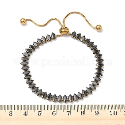 304 Stainless Steel Pave Horse Eye Jet Rhinestone Slider Bracelets for Women&nbsp;BJEW-G779-01G