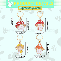 Autumn Theme Alloy Enamel Mushroom Elf Charm Locking Stitch Markers&nbsp;HJEW-PH01710