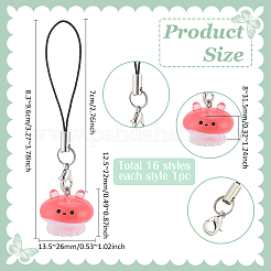 16Pcs Resin Mobile Straps&nbsp;HJEW-PH02145