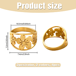 4Pcs 2 Colors Stainless Steel Finger Rings&nbsp;RJEW-GO0001-05