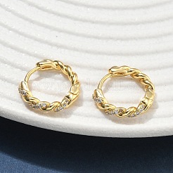 Brass Micro Pave Clear Cubic Zirconia Hoop Earrings&nbsp;EJEW-C182-05B-G