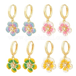 Brass Micro Pave Cubic Zirconia Hoop Dangle Earrings&nbsp;KK-CBA8324-10G