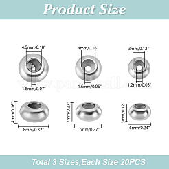 60Pcs 3 Styles 304 Stainless Steel Beads&nbsp;STAS-HY0001-64